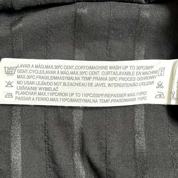 Zara Basic long sleeve blouse in black with satin- look stripes. Size USL - Picture 9 of 9